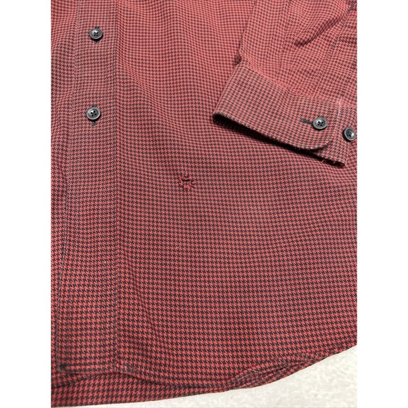 LL BEAN Flannel Button Down Shirt Mens Size Large L-REG Red & Black Houndstooth - Picture 7 of 12